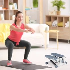 Relaxdays Swing Stepper - 2 Weerstandsbanden - Fitness Stepper - Display - Diverse Kleuren - Grijs -FitForce Outlet Winkel 1200x1200 1695