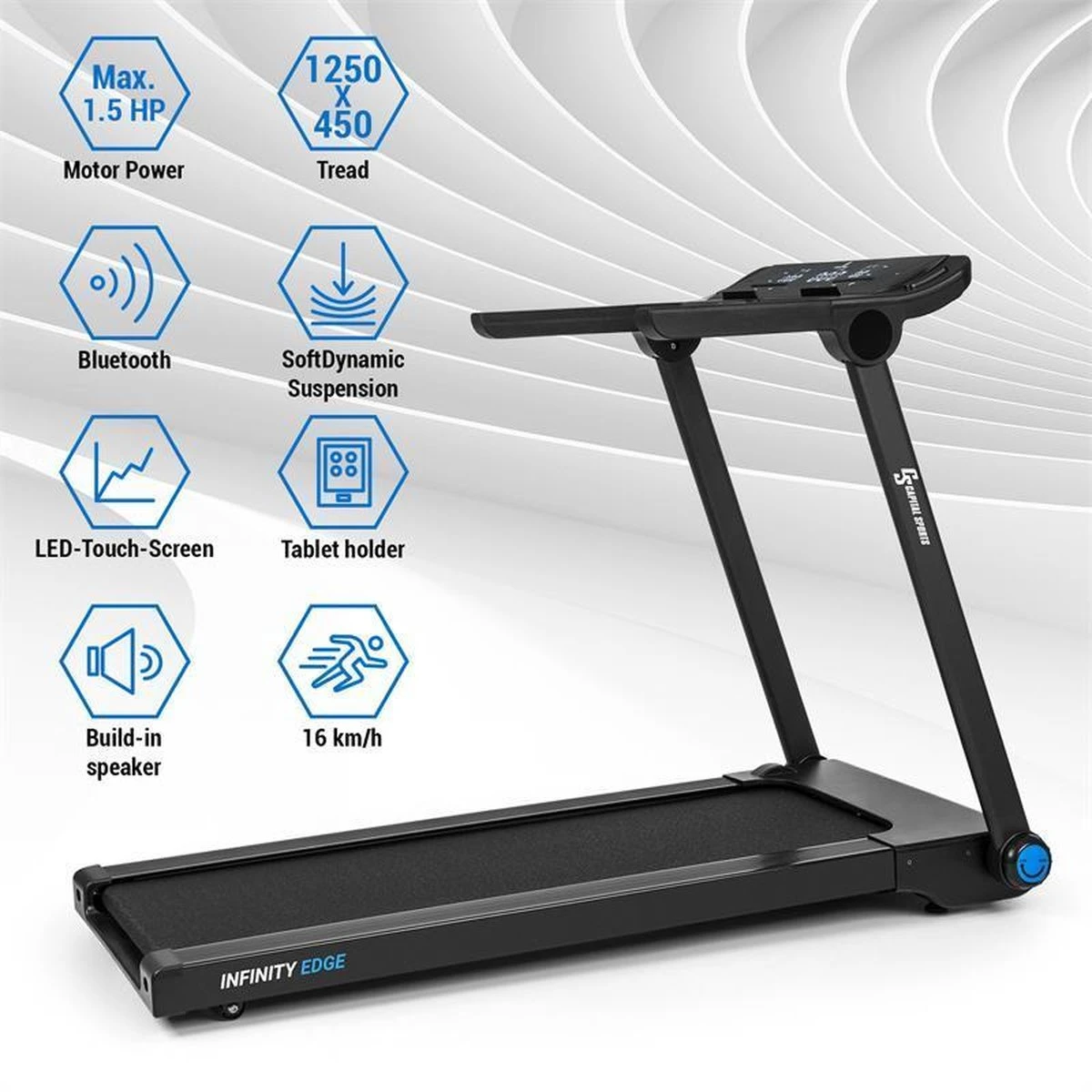 Infinity Edge Loopband 1,1 KW Bluetooth Led Touch Screen Zwart 2 Infinity Edge Loopband 1,1 KW Bluetooth Led Touch Screen Zwart - Afbeelding 2