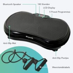 LifeGoods Trilplaat - Bluetooth Speaker - 180 Niveaus - Fitness Weerstandskabels - Afstandsbediening - Zwart -FitForce Outlet Winkel 1200x1200 1753