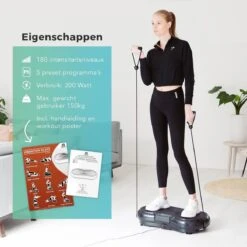 LifeGoods Trilplaat - Bluetooth Speaker - 180 Niveaus - Fitness Weerstandskabels - Afstandsbediening - Zwart -FitForce Outlet Winkel 1200x1200 1755