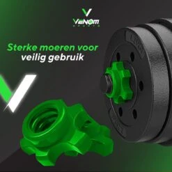 Venom Sports Verstelbare Dumbbell Set Tot 20kg - Professionele 2-in-1 Halterset Gewichten - Gebruiksvriendelijke Fitness Stang - Groen -FitForce Outlet Winkel 1200x1200 177