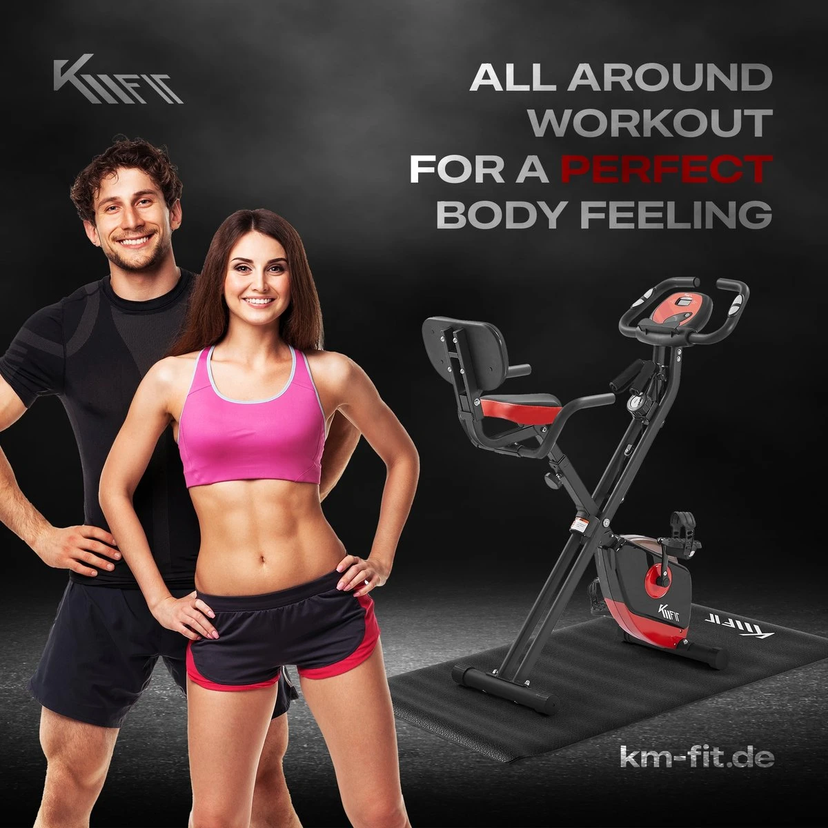 KM-Fit Hometrainer, Fitnessfiets, Opvouwbare Fitnessfiets, Tot 100kg 2 KM-Fit Hometrainer, Fitnessfiets, Opvouwbare Fitnessfiets, Tot 100kg - Afbeelding 2