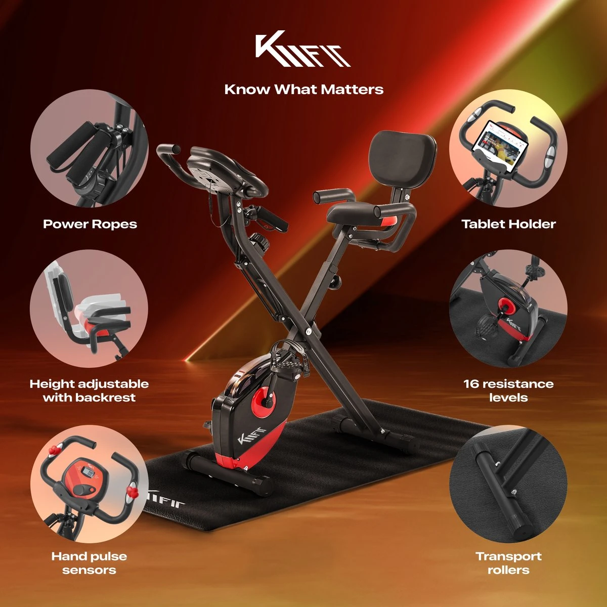 KM-Fit Hometrainer, Fitnessfiets, Opvouwbare Fitnessfiets, Tot 100kg 3 KM-Fit Hometrainer, Fitnessfiets, Opvouwbare Fitnessfiets, Tot 100kg - Afbeelding 3