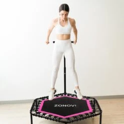 Zonovi Fitness Trampoline 250 Kilo – Mini Trampoline – Kleine Trampoline – Sport Trampoline – Met Elastieken – Zwart – Roze – 106 Cm – 42 Inch. -FitForce Outlet Winkel 1200x1200 1795