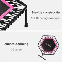 Zonovi Fitness Trampoline 250 Kilo – Mini Trampoline – Kleine Trampoline – Sport Trampoline – Met Elastieken – Zwart – Roze – 106 Cm – 42 Inch. -FitForce Outlet Winkel 1200x1200 1796