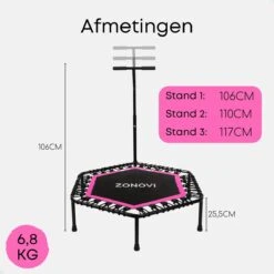 Zonovi Fitness Trampoline 250 Kilo – Mini Trampoline – Kleine Trampoline – Sport Trampoline – Met Elastieken – Zwart – Roze – 106 Cm – 42 Inch. -FitForce Outlet Winkel 1200x1200 1799