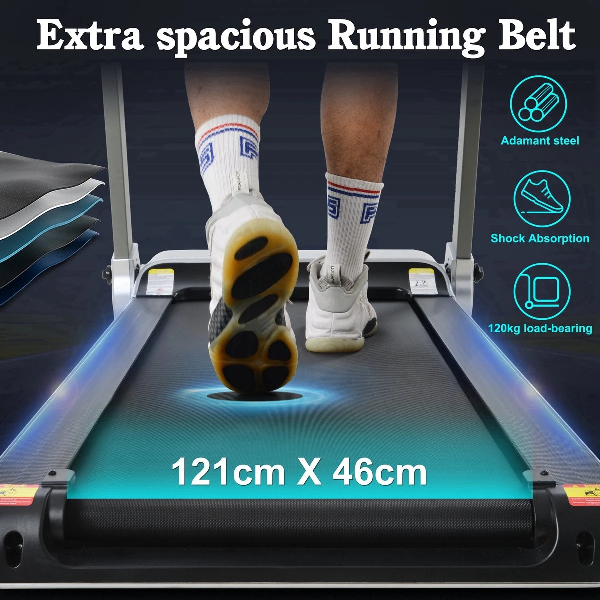 Merax Elektrische Loopband - Opvouwbaar - Inklapbaar Hardloopband - Professioneel - Fitness Hometrainer - Zilver Met Zwart 10 Merax Elektrische Loopband - Opvouwbaar - Inklapbaar Hardloopband - Professioneel - Fitness Hometrainer - Zilver Met Zwart - Afbeelding 10