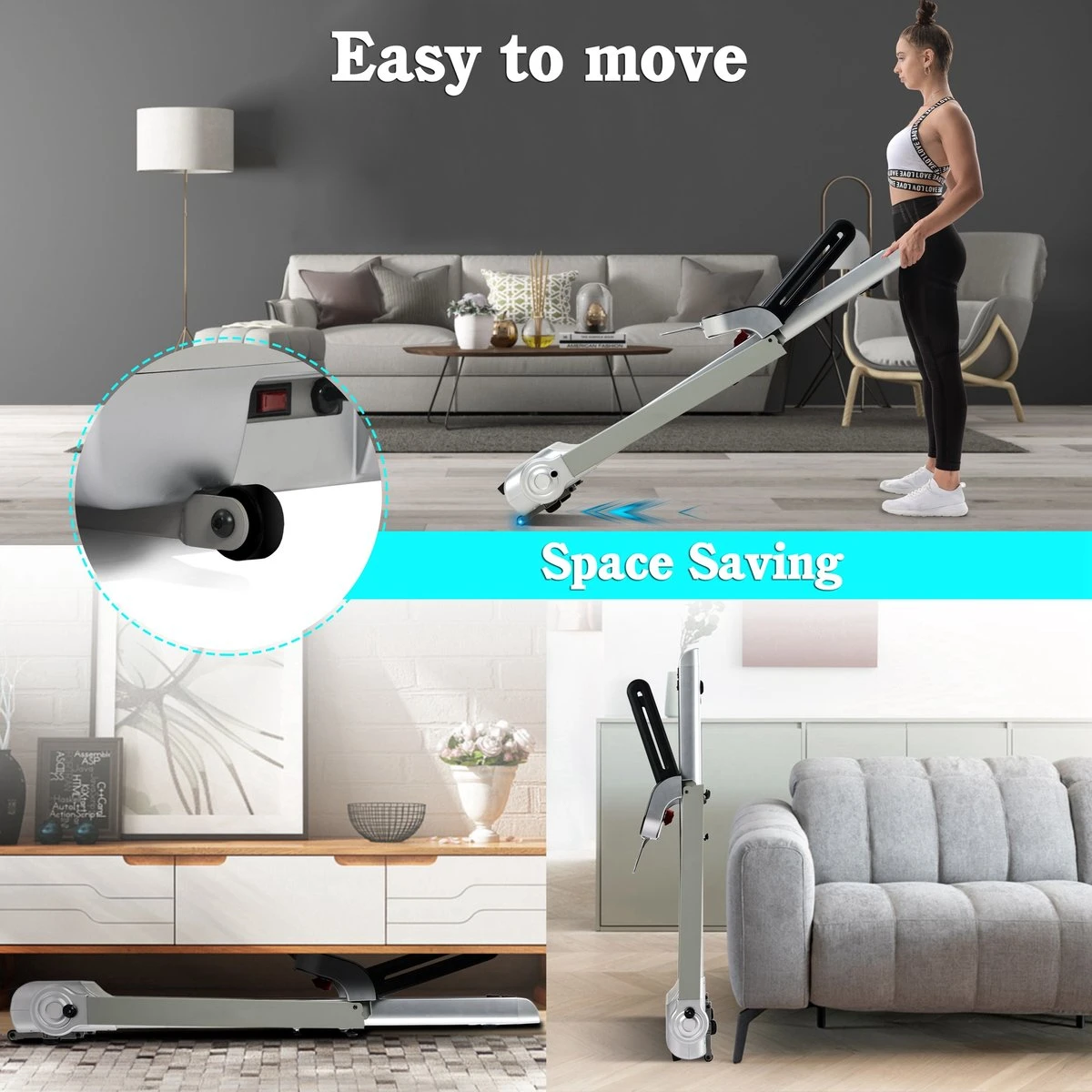 Merax Elektrische Loopband - Opvouwbaar - Inklapbaar Hardloopband - Professioneel - Fitness Hometrainer - Zilver Met Zwart 11 Merax Elektrische Loopband - Opvouwbaar - Inklapbaar Hardloopband - Professioneel - Fitness Hometrainer - Zilver Met Zwart - Afbeelding 11