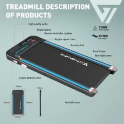 Merkloos CITYSPORTS Loopband, Elektrisch, Motor 440 W, Lcd-display En Calorieënteller, Geïntegreerde Bluetooth-luidspreker, Instelbare Snelheid, Ultradun En Stil, Voor Thuis/kantoor -FitForce Outlet Winkel 1200x1200 1862