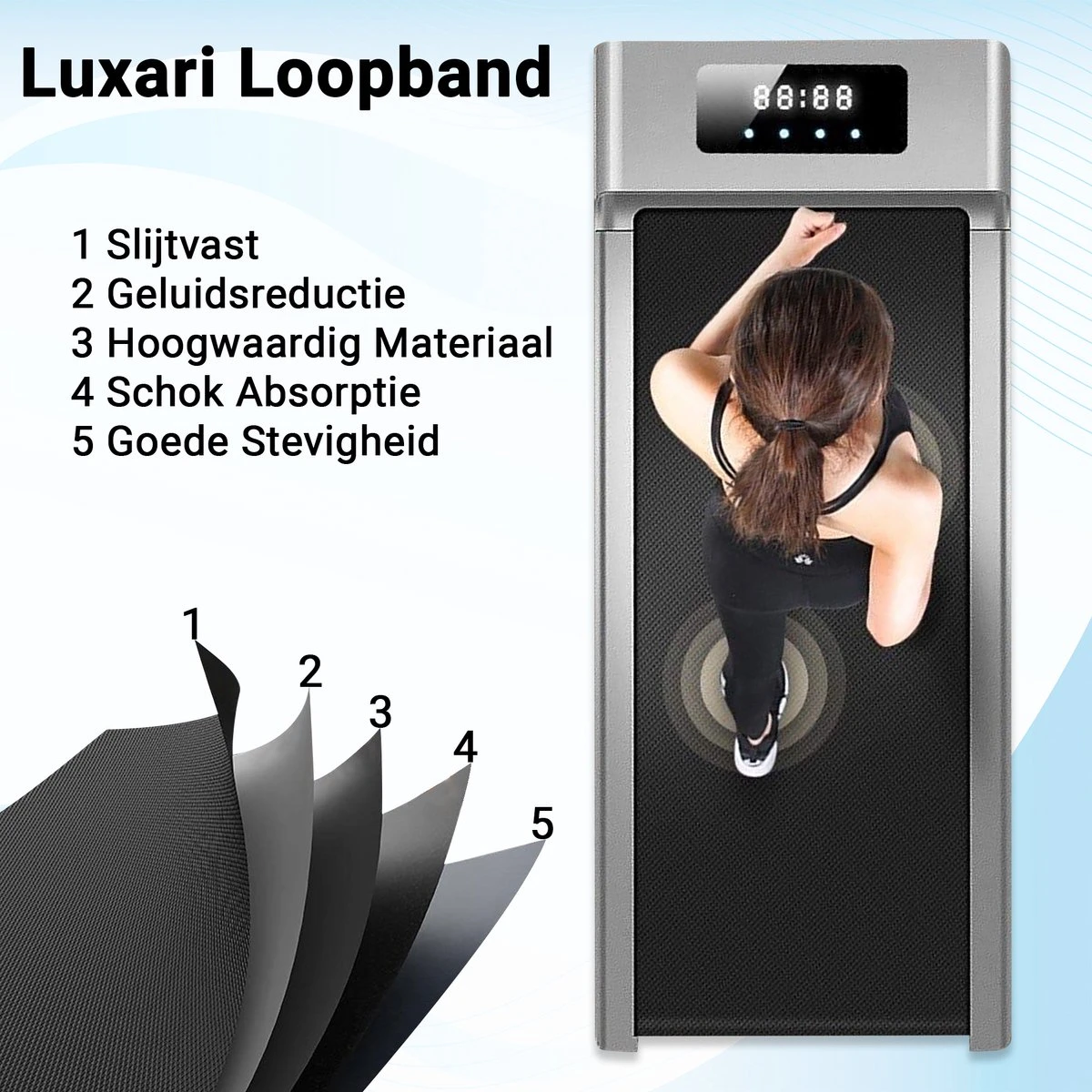 Luxari - Elektrische Loopband - Afstandsbediening - 2 HP Motor - LED Display - Treadmill - Hometrainer - Thuis Trainen 4 Luxari - Elektrische Loopband - Afstandsbediening - 2 HP Motor - LED Display - Treadmill - Hometrainer - Thuis Trainen - Afbeelding 4