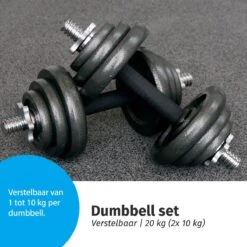 Verstelbare Dumbbell Set 20 Kg Met Koffer - Gietijzeren Gewichten - 2x 10kg -FitForce Outlet Winkel 1200x1200 195