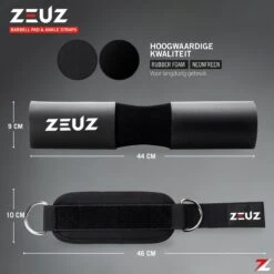ZEUZ® Barbell Pad & 2 Stuks Enkelband Straps Fitness Set – Ankle Cuff Strap & Nekbeschermer – Zwart -FitForce Outlet Winkel 1200x1200 1992