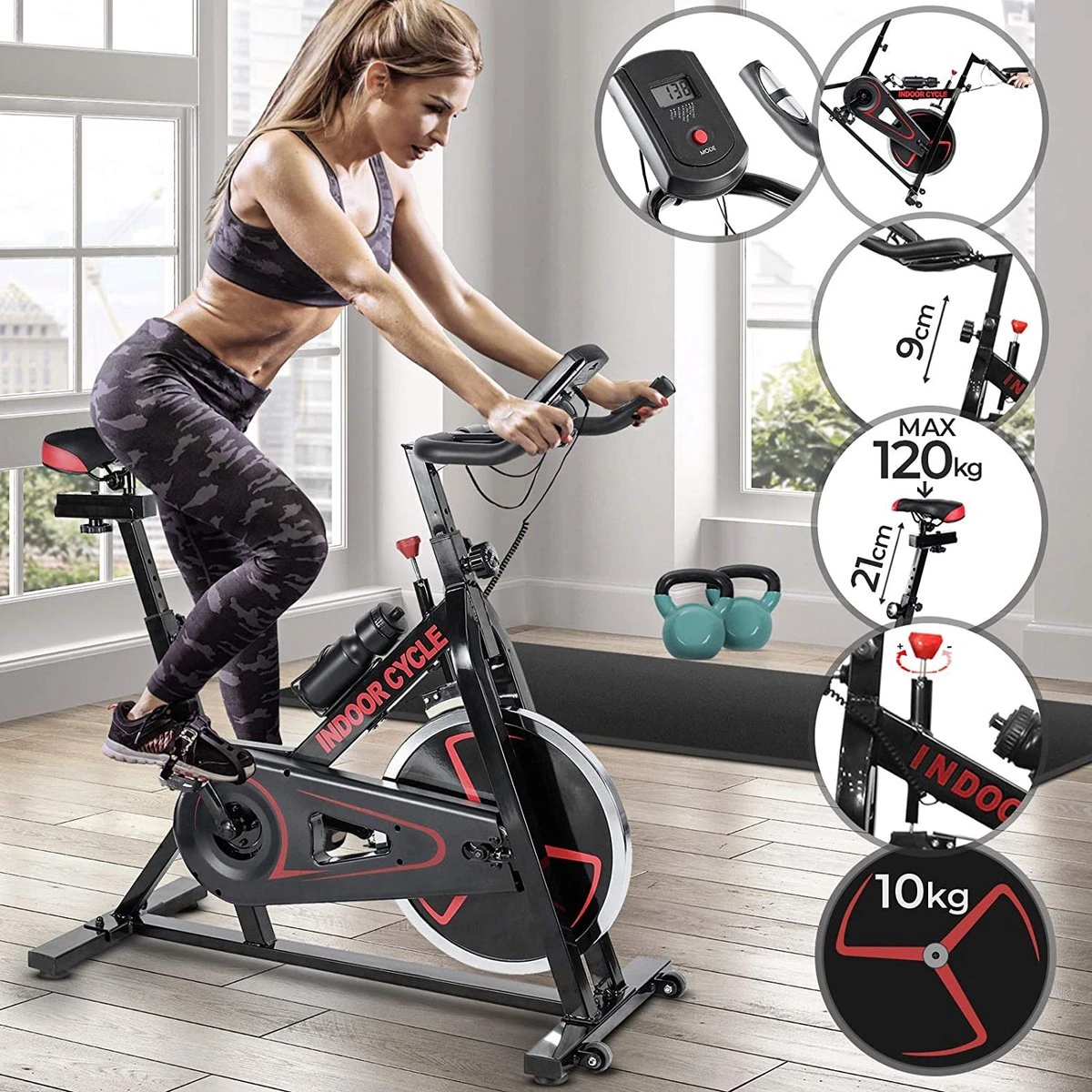 Trend24 Hometrainer - Hometrainer Fiets - Spinningfiets - Spinning - Max 120 KG - Zwart 2 Trend24 Hometrainer - Hometrainer Fiets - Spinningfiets - Spinning - Max 120 KG - Zwart - Afbeelding 2