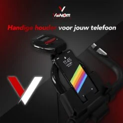 Venom Sports Hometrainer Fiets – Fitness Fiets – Professionele Indoor Cycle Met Lage Instap – Hometrainer Fitness – Hoge Stabiliteit – Spinningfiets – Cardio Bike – LCD Scherm – Verstelbaar – V-belt Aandrijving – Tot 175cm En 150kg – Zwart/Rood -FitForce Outlet Winkel 1200x1200 2073
