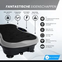 BX Fitness® - Trilplaat Fitness Body Zilver - Incl Weerstandsbanden & Voedingsgids - Sport Trilplaat - Powerplate Voor Cardiotrainingen - Trainingsapparatuur Voor Krachttraining - Ontvang NU Met Duidelijke Handleiding Met Oefeningen + Recepten! -FitForce Outlet Winkel 1200x1200 2119