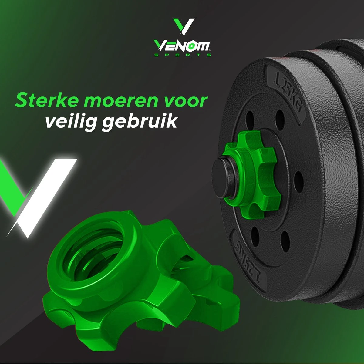 Venom Sports Verstelbare Dumbbell Set Tot 40kg - Professionele 2-in-1 Halterset Gewichten - Gebruiksvriendelijke Fitness Stang - Groen 8 Venom Sports Verstelbare Dumbbell Set Tot 40kg - Professionele 2-in-1 Halterset Gewichten - Gebruiksvriendelijke Fitness Stang - Groen - Afbeelding 8