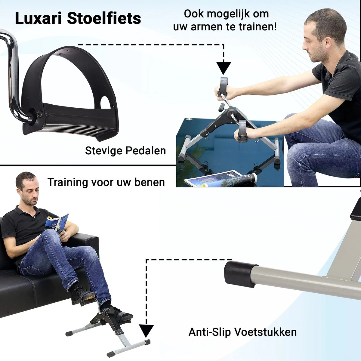 Luxari Stoelfiets - Inclusief Computer - Bureaufiets - Hometrainer - Deskbike - Beentrainer – Pedaaltrainer - Fietstrainer - Bewegingstrainer - Mini Hometrainer 2 Luxari Stoelfiets - Inclusief Computer - Bureaufiets - Hometrainer - Deskbike - Beentrainer – Pedaaltrainer - Fietstrainer - Bewegingstrainer - Mini Hometrainer - Afbeelding 2