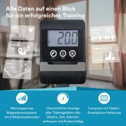 Skandika Venn Roeimachine – Roeitrainers - Roeimachine - Home Roeiapparaat Fitness - Tablet Houder, Roeier Met Multifunctionele Computer, 8 Weerstandsniveaus Instelbaar, Onderhoudsarm - Fitnessapparaten - Grijs -FitForce Outlet Winkel 1200x1200 2219