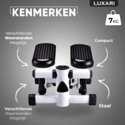 Luxari - 2-in-1 Verstelbare Weerstand - Stepper - Computer - 2 Weerstandskabels - Zwart/wit - Mini Stepper - Aerobic Stepper -FitForce Outlet Winkel 1200x1200 2257