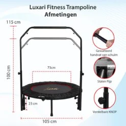 Luxari - Fitness Trampoline Pro - Inclusief Stang En Beschermhoes - 105 Cm Diameter - Opvouwbaar - Belastbaar Tot 150 Kg - Hometrainer - Fitness Trampoline -FitForce Outlet Winkel 1200x1200 2309