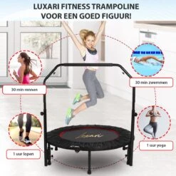 Luxari - Fitness Trampoline Pro - Inclusief Stang En Beschermhoes - 105 Cm Diameter - Opvouwbaar - Belastbaar Tot 150 Kg - Hometrainer - Fitness Trampoline -FitForce Outlet Winkel 1200x1200 2310