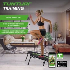 Tunturi Fitness Trampoline - Mini Trampoline - Opvouwbaar - 104cm Springoppervlak - Inclusief Beschermrand & Handgrip - Incl. Gratis Fitnessapp -FitForce Outlet Winkel 1200x1200 2317