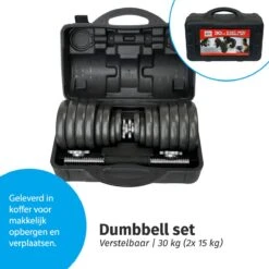 Verstelbare Dumbbell Set 30 Kg Met Koffer - Gietijzeren Gewichten - 2x 15 Kg -FitForce Outlet Winkel 1200x1200 257