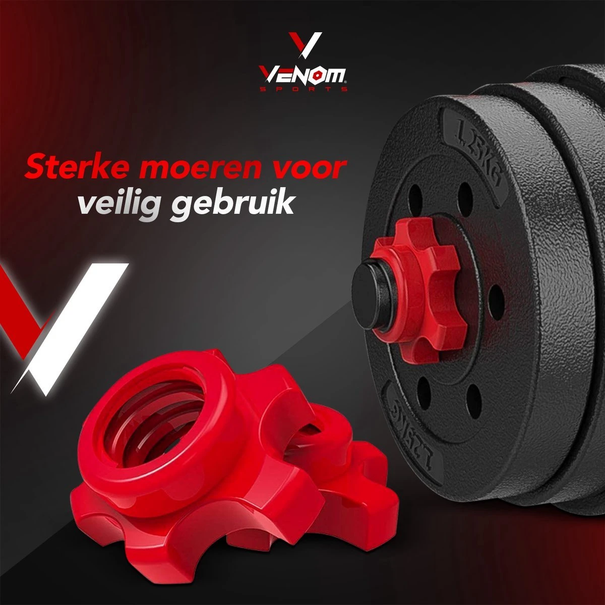 Venom Sports Verstelbare Dumbbell Set Tot 30kg - Professionele 2-in-1 Halterset Gewichten - Gebruiksvriendelijke Fitness Stang - Rood 5 Venom Sports Verstelbare Dumbbell Set Tot 30kg - Professionele 2-in-1 Halterset Gewichten - Gebruiksvriendelijke Fitness Stang - Rood - Afbeelding 5