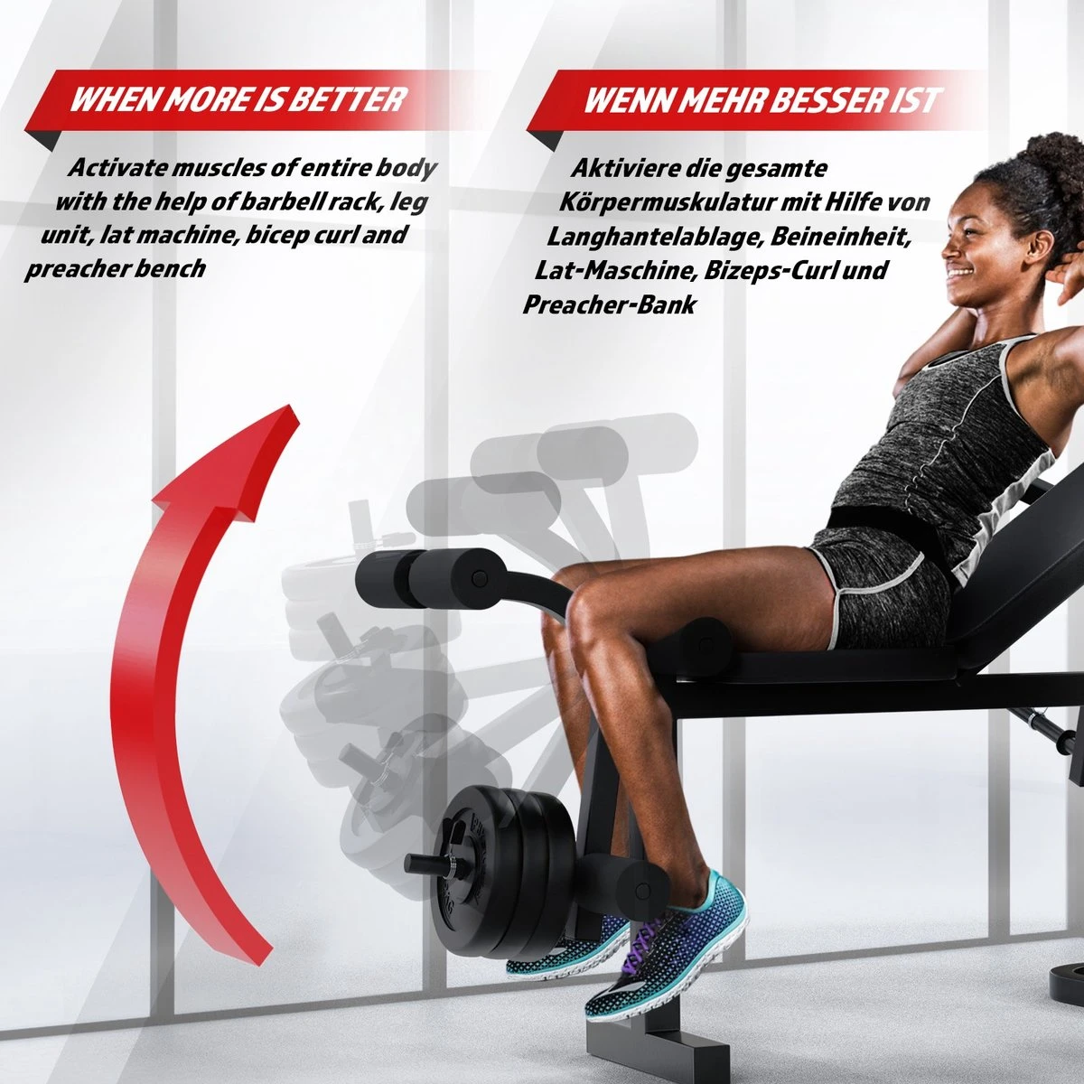 Physionics - Multifunctionele Halterbank - Butterfly Oefening, Sit-ups - Krachttraining - Training Benen - Verstelbare Rugleuning In 4 Standen, Maximum Draagvermogen 255kg - Zwart 9 Physionics - Multifunctionele Halterbank - Butterfly Oefening, Sit-ups - Krachttraining - Training Benen - Verstelbare Rugleuning In 4 Standen, Maximum Draagvermogen 255kg - Zwart - Afbeelding 9