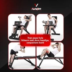 Venom Sports 4 In 1 Multifunctionele Trainingsbank - Geschikt Voor Trainen Van Bicep, Borst, Onderrug En Buik - Fitnessbank - Bench Press - Trainingsbank - Zwart/rood -FitForce Outlet Winkel 1200x1200 310