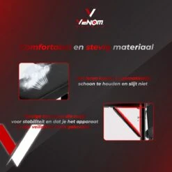 Venom Sports Halterbank – Fitnessbank – Verstelbare Rugleuning – Uiterst Geschikt Voor Gewichten – Incl. Beenhouder – Zachte Handgrepen – PU Kussens – Triangel Structuur – Inklapbaar - Zwart - 182x116x112cm -FitForce Outlet Winkel 1200x1200 325