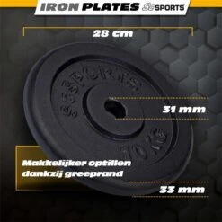 ScSPORTS® Gewichten Set 20 Kg - 2 X 10 Kg Halterschijf - Gietijzer - Boring 30 Mm - Zwart -FitForce Outlet Winkel 1200x1200 36