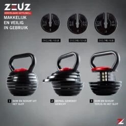 ZEUZ® Verstelbare Kettlebell Tot 18 KG – Fitness Sport Set – Conditie & Krachttraining – Halters - Gietijzer -FitForce Outlet Winkel 1200x1200 418