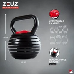 ZEUZ® Verstelbare Kettlebell Tot 18 KG – Fitness Sport Set – Conditie & Krachttraining – Halters - Gietijzer -FitForce Outlet Winkel 1200x1200 419