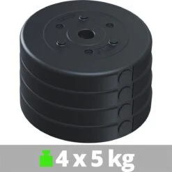 ScSPORTS® Gewichten Set 20 KG - Kunststof - 4 X 5 Kg - 30 Mm - Halterschijven -FitForce Outlet Winkel 1200x1200 440