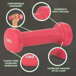 Tunturi Dumbell Set - 2 X 0,5 Kg - Vinyl - Roze - Incl. Gratis Fitness App -FitForce Outlet Winkel 1200x1200 48