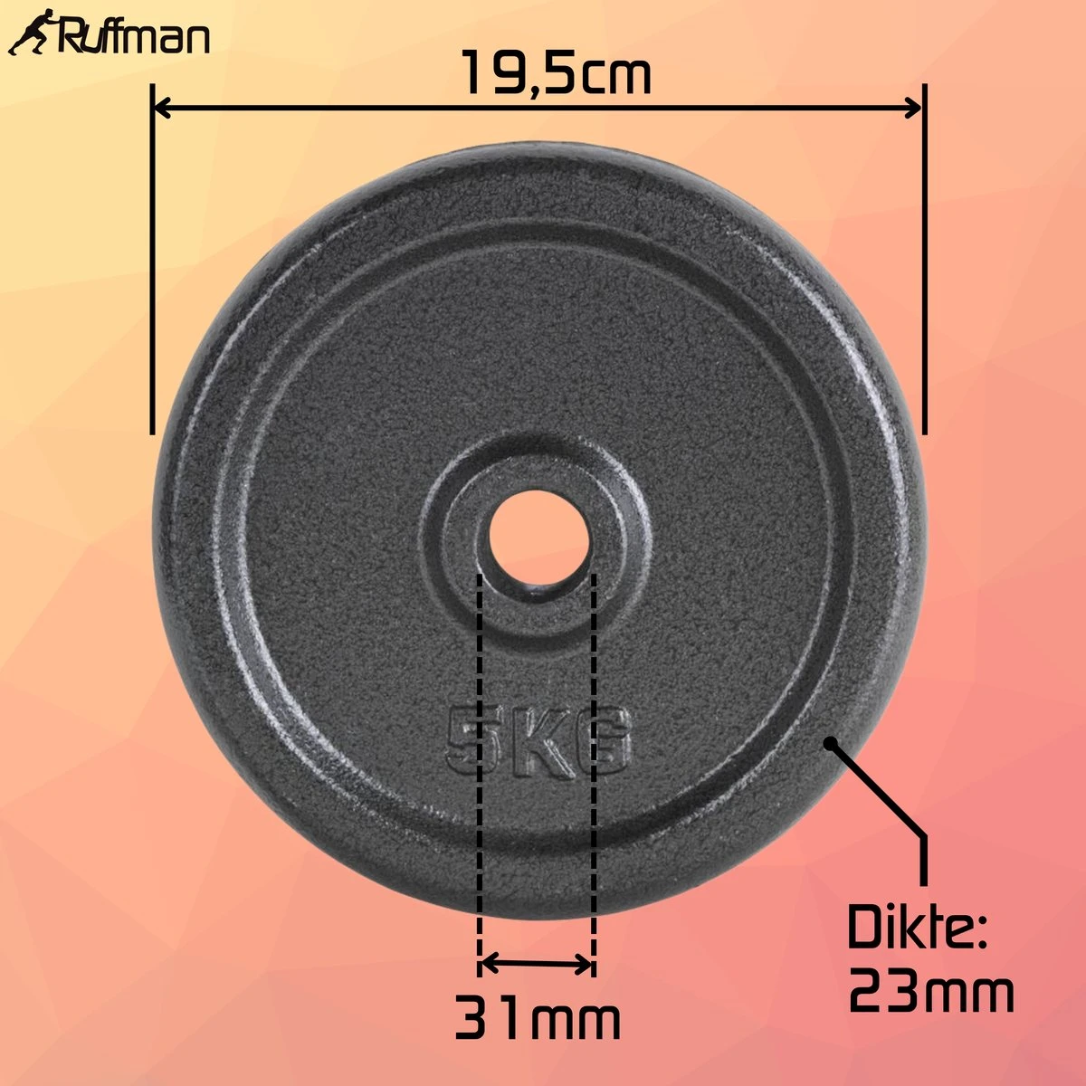 4x5kg Halterschijven Set - 20kg - Gietijzer - 30mm - Gewichten - 5kg - Halterset 6 4x5kg Halterschijven Set - 20kg - Gietijzer - 30mm - Gewichten - 5kg - Halterset - Afbeelding 6