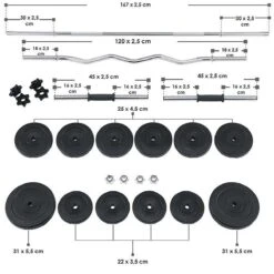 Halterset 3 In 1 / 60kg Halterstang -FitForce Outlet Winkel 1200x1200 495
