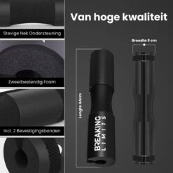 Breaking Limits Barbell Pad – Voor Squat & Hip Thrust – Nekbeschermer Voor Halterstang – Squat Pad/Kussen – Zwart -FitForce Outlet Winkel 1200x1200 501