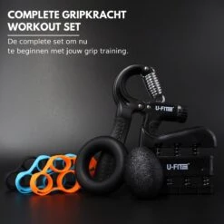 U-Fit One 7 Delige Handtrainer Set - Verstelbare Teller Handgrip - Handknijper - Knijphalter - Stressbal - Vingertrainer - Onderarm Trainer -FitForce Outlet Winkel 1200x1200 631