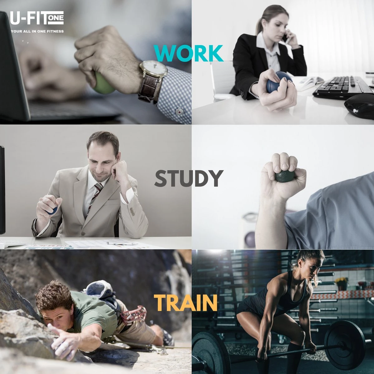 U-Fit One 3 Stuks Stressbal- Stressballen - Fidget - Handtrainer - Handknijper - Knijphalter 6 U-Fit One 3 Stuks Stressbal- Stressballen - Fidget - Handtrainer - Handknijper - Knijphalter - Afbeelding 6