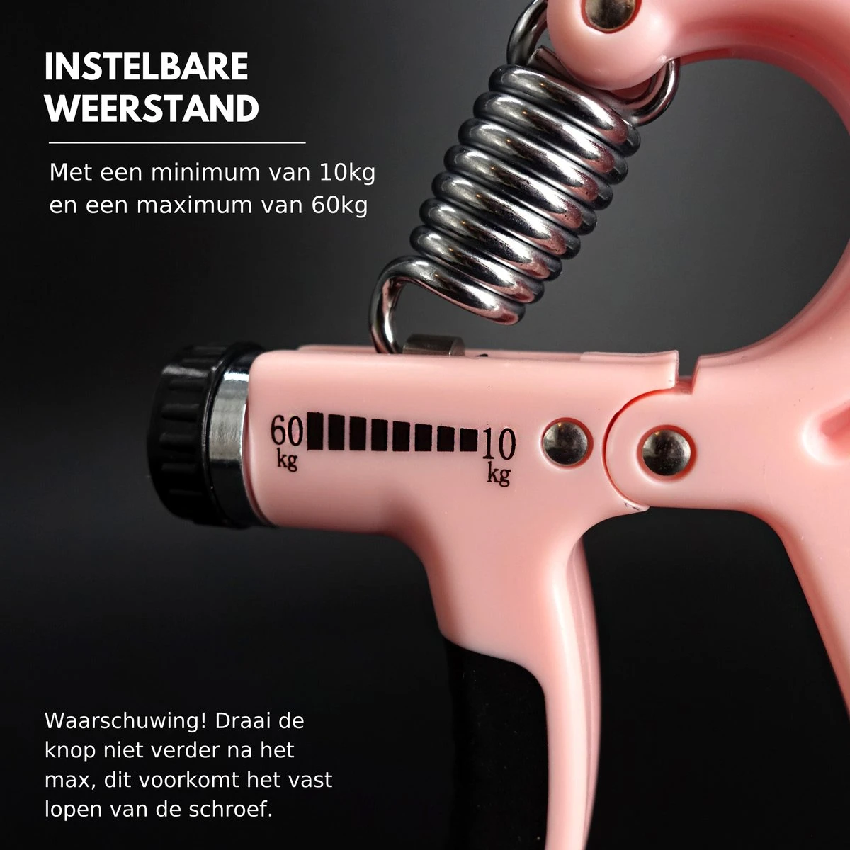 U-Fit One Teller Handtrainer 10 Tot 60kg - Verstelbare Handgrip - Handknijper - Vingertrainer - Onderarm Grip Trainer - Roze 5 U-Fit One Teller Handtrainer 10 Tot 60kg - Verstelbare Handgrip - Handknijper - Vingertrainer - Onderarm Grip Trainer - Roze - Afbeelding 5