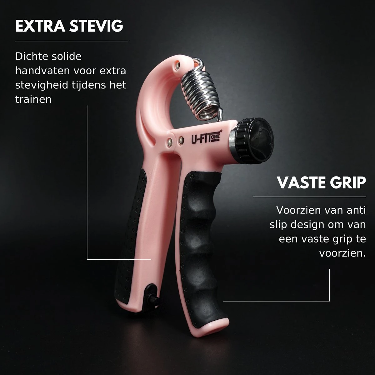 U-Fit One Teller Handtrainer 10 Tot 60kg - Verstelbare Handgrip - Handknijper - Vingertrainer - Onderarm Grip Trainer - Roze 8 U-Fit One Teller Handtrainer 10 Tot 60kg - Verstelbare Handgrip - Handknijper - Vingertrainer - Onderarm Grip Trainer - Roze - Afbeelding 8