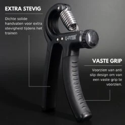 U-Fit One Handtrainer 10 Tot 60kg - Verstelbare Handgrip - Handknijper - Vingertrainer - Onderarm Grip Trainer - Zwart - Inclusief Ebook -FitForce Outlet Winkel 1200x1200 665