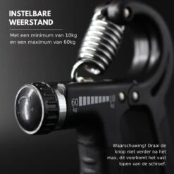 U-Fit One Handtrainer 10 Tot 60kg - Verstelbare Handgrip - Handknijper - Vingertrainer - Onderarm Grip Trainer - Zwart - Inclusief Ebook -FitForce Outlet Winkel 1200x1200 667