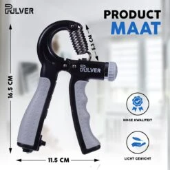 Pulver -Handtrainer 10 To 60kg Met Vingertrainer - Handknijper- Knijphalter - Armtrainer – Gewichten - Hand Knijper Set - Handgripper - Hand Gripper - Grip - Onderarm Trainer - Buigveer – Grip Trainer - Vinger - Hand Spier - Fitness - Grijs -FitForce Outlet Winkel 1200x1200 677