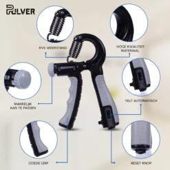 Pulver -Handtrainer 10 To 60kg Met Vingertrainer - Handknijper- Knijphalter - Armtrainer – Gewichten - Hand Knijper Set - Handgripper - Hand Gripper - Grip - Onderarm Trainer - Buigveer – Grip Trainer - Vinger - Hand Spier - Fitness - Grijs -FitForce Outlet Winkel 1200x1200 681