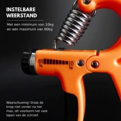 U-Fit One Teller Handtrainer 10 Tot 60kg - Verstelbare Handgrip - Handknijper - Vingertrainer - Onderarm Grip Trainer - Oranje - Incl Instructies -FitForce Outlet Winkel 1200x1200 740