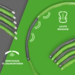 Tunturi Fitness Hoelahoep - Fitness Hoepel - Fitness Hulahoop - 1,8 Kg - Groen/Grijs - Incl. Gratis Fitness App -FitForce Outlet Winkel 1200x1200 833