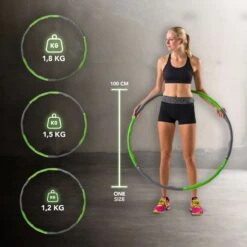 Tunturi Fitness Hoelahoep - Fitness Hoepel - Fitness Hulahoop - 1,8 Kg - Groen/Grijs - Incl. Gratis Fitness App -FitForce Outlet Winkel 1200x1200 834